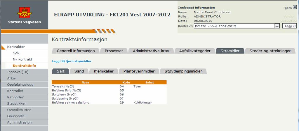 Byggeleder kan redigere disse avfallskategoriene, men det kan ikke fjernes kategorier dersom entreprenøren har startet innrapporteringen. Strømidler.