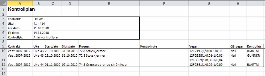 Håndbok i ELRAPP 47 Ved valg av bestemt kontrollør kan man hente kontrollplan både for valgt kontrakt eller