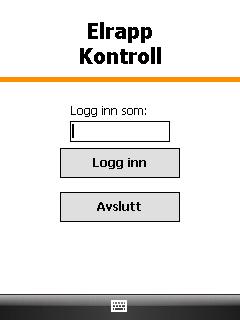 9 ELRAPP KONTROLL PDA 8.1 Pålogging Håndbok i ELRAPP 77 Start ElrappPDA ved å velge Programmer under Start menyen, og deretter ElrappPDA.