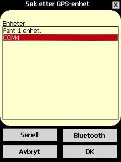 deretter Seriell eller Bluetooth avhengig av hvilken type GPS enhet du