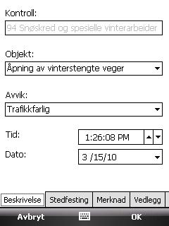 Håndbok i ELRAPP 95 Her kan du redigere avviket, endre merknaden eller legge til vedlegg. For å redigere vegreferanser, trykker du på fra eller til vegreferansen.