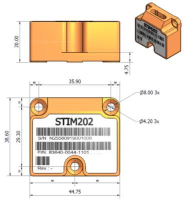 Ed. 2012-05 PRODUCT BRIEF STIM202 SPECIFICATIONS Parameter Min Nom Max Unit Weight 55 g Input range ±400 /s Resolution 24 bit Operating temperature -40 85 C Storage temperature -50 90 C Power supply