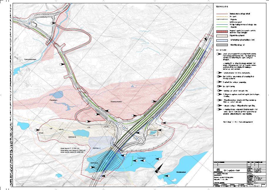 Endalausmarka Anleggsveg Lyshorntunnelen Etablering av anleggsveg 20m høye bergskjæringer Eksisterende Fv. 163 Ny Fv.