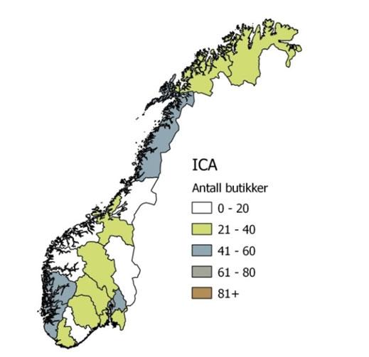 Smart365. 279 I løpet av 2012 økte salget av EMV fra 8,7 prosent til 9,6 prosent i ICA. 280 277 Nielsen (2013), Dagligvarerapporten. Nielsen Company, Oslo. 278 Nielsen (2013), Dagligvarerapporten.