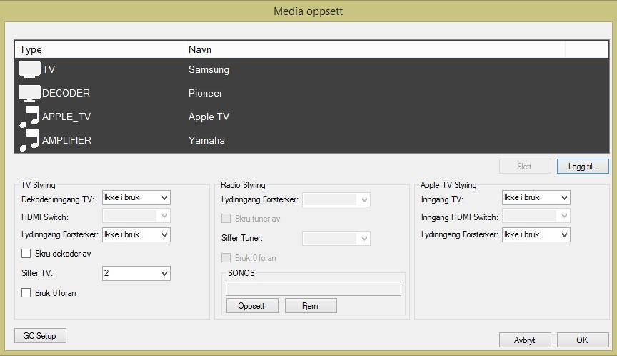 8.3 Media Oppsett Hvis du vil legge til flere media enheter så trykker du bare på «Legg til» knappen.