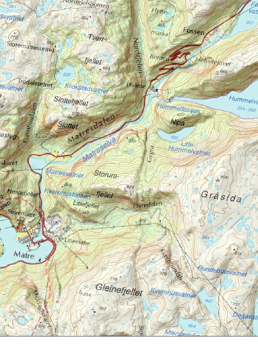 KVINNHERAD ENERGI AS 22 kvkraftledning Brydalsfossen Oversiktskart Tegn.nr.: Dato: A12367 27.02.14 Målestokk: Rev.