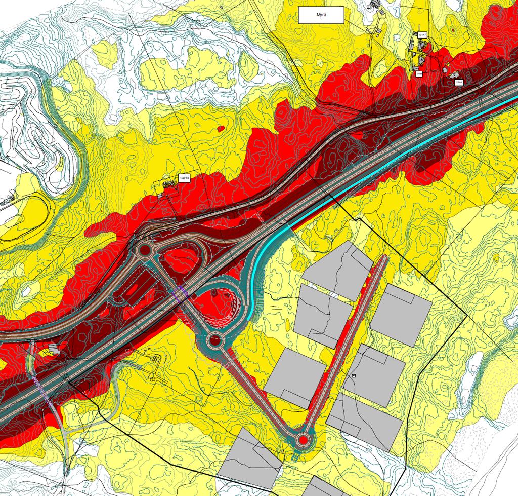 Oppdragsnr.: 5146600 Dokumentnr.: 01 Versjon: 05 I støyberegningene for byggeplan E134 er det lagt inn voll langs sørsiden av av- og påkjøringsrampe.