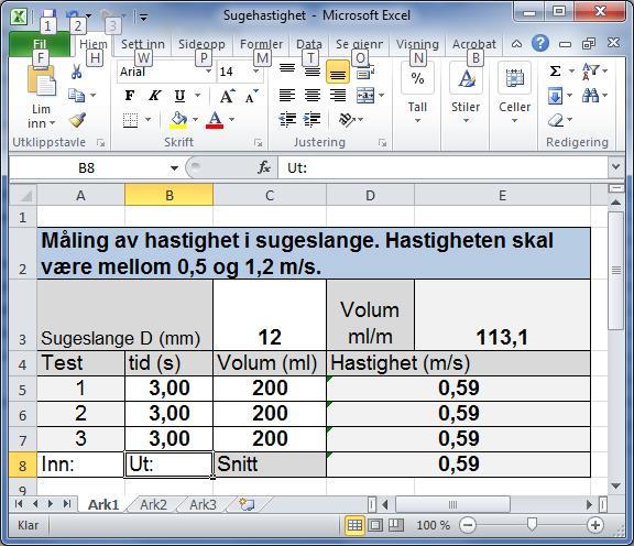 Prøvetaking funksjonskontroll, kontroll av sugehastighet Kontroll av sugehastighet, f.eks.