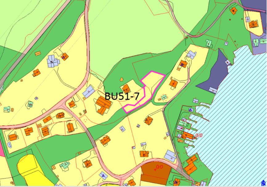 1 i vedtak Bustadformål og grønnstruktur: Forslag frå Brynjar Steinsøy og Sigrun Gaard Steinsøy, jnr 64; BU51-7, eksisterande bustadar, tilrås utvida til å omfatte større del av 4/157.