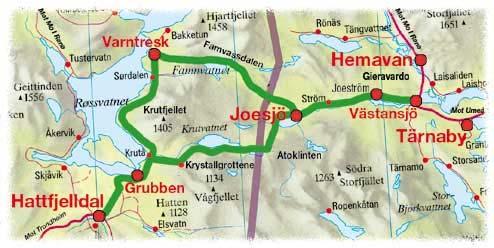 1.4.3 Krutfjellvegen Mellomriksvegen over Krutå ble åpnet 13. juli 1947. Veien, som i profileringssammenheng, omtales som Krutfjellvegen går fra Hattfjelldal til Västansjø ved E12.