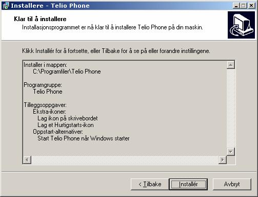 Trykk Installér for å fortsette.