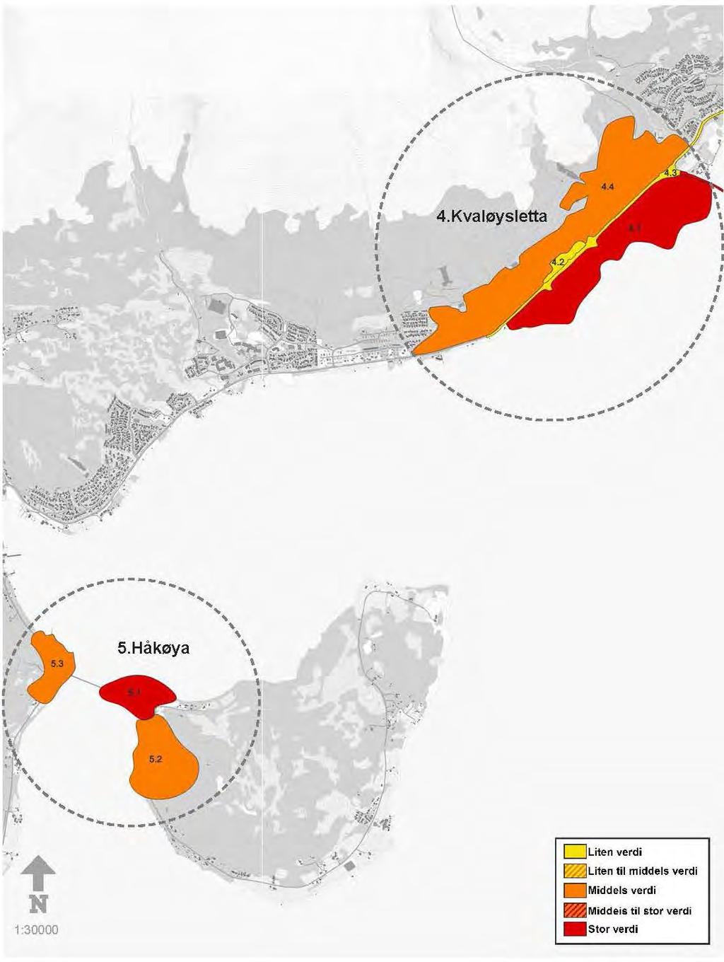 Figur 2 Verdikart for områdene