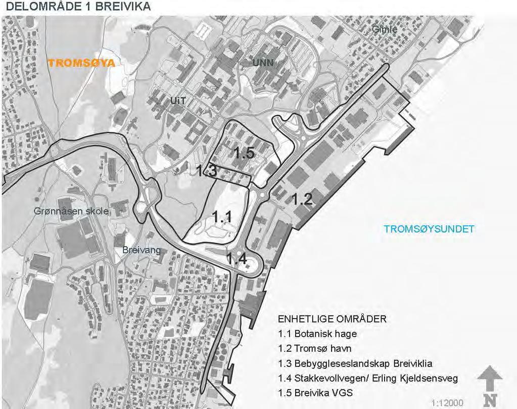 Enhetlige områder: 1.1 Botaniske hage Botanisk hage er en liten grønn perle midt i Breivika.