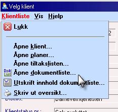 menyvalget Klientliste i utforsker - menyen. Du kommer da inn i en liste med alle klienter, evt.