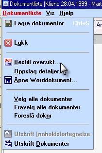 Du kommer da inn i et bestillingsbilde som allerede er fylt ut for å skrive ut dokumentlisten på