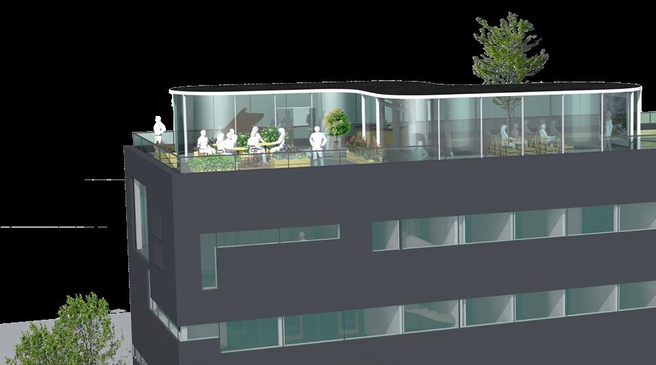 fasade. Taket kan brukes til en koselig terrasse med uendelige muligheter.