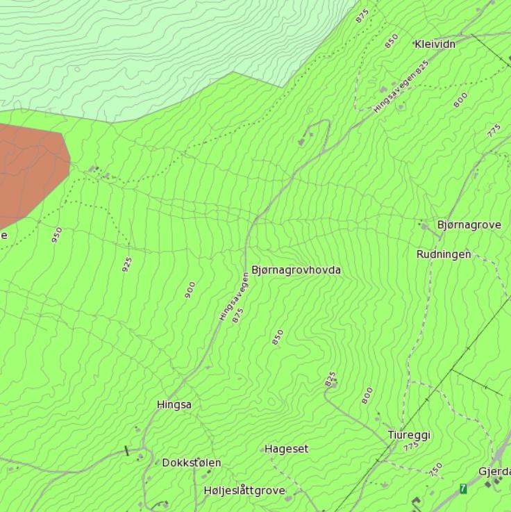 4 4 NATURGRUNNLAG OG GEOLOGI 4.1 Løsmasser Ut fra løsmassekartet fra NGU er det for det meste tykt lag av morene over fjell innen planområdet, se Figur 1. Morenedekket varierer mellom 0,5 4 meter.