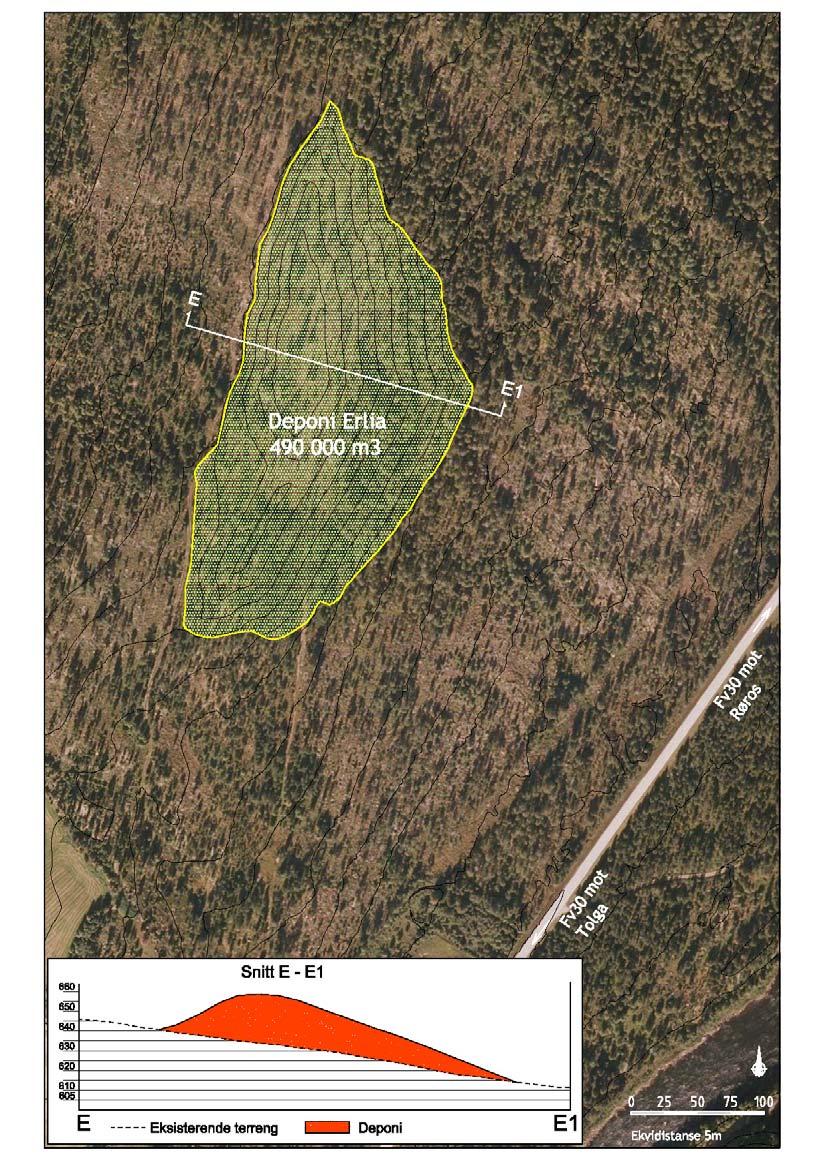 er vektlagt. Et fremtidig masseuttak fra deponiet betinger at det på forhånd foreligger en egen myndighetsgodkjent plan for uttak og istandsetting.