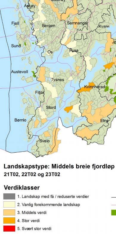 Figur 33. Landskapstype og landskapsområde for Sandviken. Landskapsbilde Planområdet har det typiske relieffet som særpreger landskapstypen.