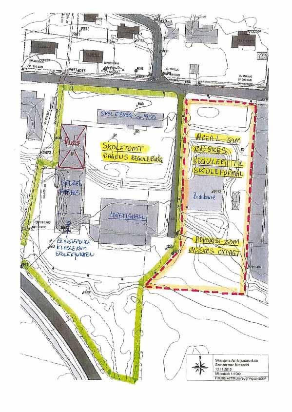 Totalentreprise Bilag 1 Plassering av bygget Bygget plasseres på dagens skoletomt eller
