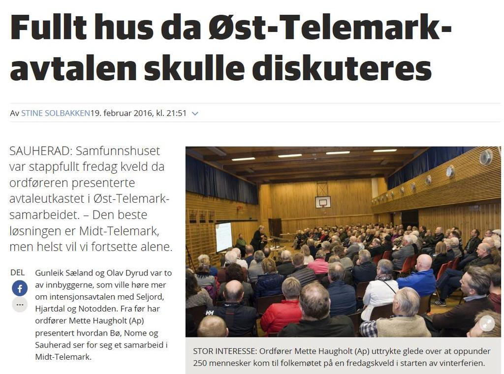 Kommunene Hjartdal, Notodden og Tinn startet opp arbeidet med en intensjonsavtale. Dette arbeidet ble avsluttet i det 3. møtet av Tinn kommune.