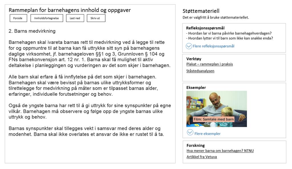 Rammeplan med tilhørende