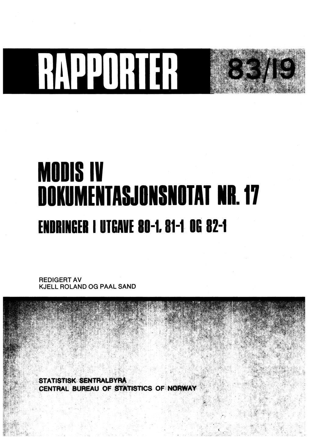 MODIS IV DOKUMENTASJONSNOTAT NR 17 ENDRINGER I UTGAVE