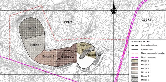 Reguleringsplanen avgrenses med et skjermingsbelte av vegetasjon rundt hele uttaket, også mot rv. 4 i øst.