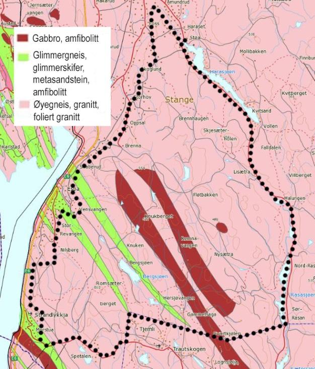 Vinter og vår har minst nedbør. 3.3 Berggrunn og løsmasser Kartområdet ligger i Hedmark sitt grunnfjellsområde som dekker over en tredjedel av fylket og når opp til Elverum og Trysil.