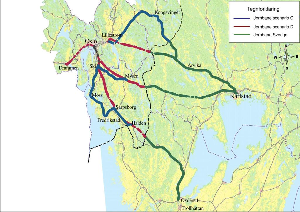 Strekninger / linjer i korridor Øst Korridoren har: 1 stk