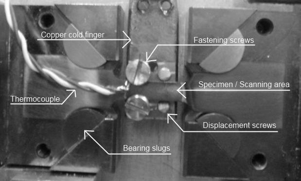 ) In Situ Cooling Device The equipment design for cooling the specimen consists of a container that is filled with liquid nitrogen and attached to the microscope chamber door, massive copper