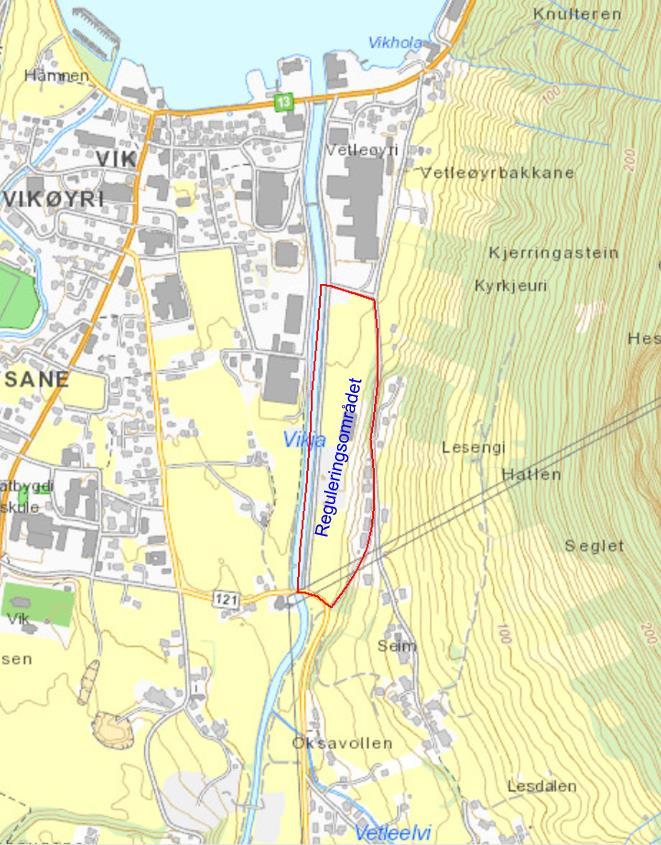 2 INNLEDNING Rapporten beskriver flomsonekartlegging i forbindelse med reguleringsplan området for Vikøyri i Vik kommune for Vikja.