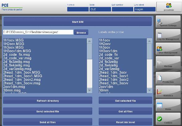 6.9.6 Domino Printer-Meny Menyen for Domino printer mens produksjon er i gang ser ut som følger: Hjem > Domino Printer (i løpet av produksjon) Fra denne menyen har du de følgende alternativene: Start