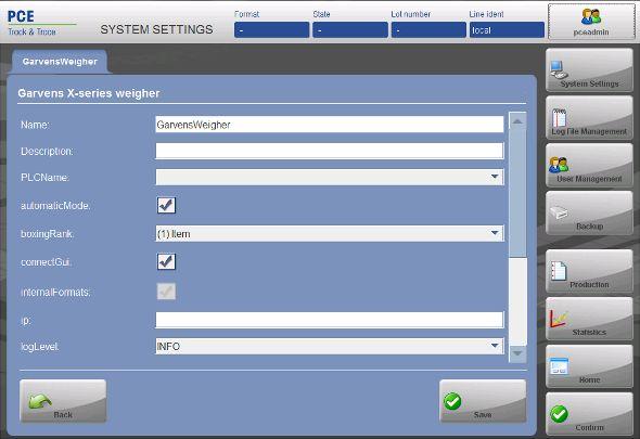 5.2.14 Garvens X-serie-vekt Garvens X-serie-vekt kan redigeres under Systeminnstillinger > rediger apparatinnstillinger > (velg<garvens kontrollvekt-fane>).