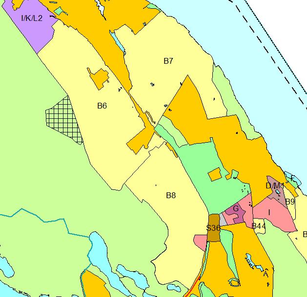 B6, B7 og B8 Åsane Gnr 170, 196, 197, 198, 199 og 200, Haukås 1:20000 Kort beskrivelse Område B6, B7 og B8 er på om lag 2500 daa og inneholder noen eksisterende boligområder med relativ lav