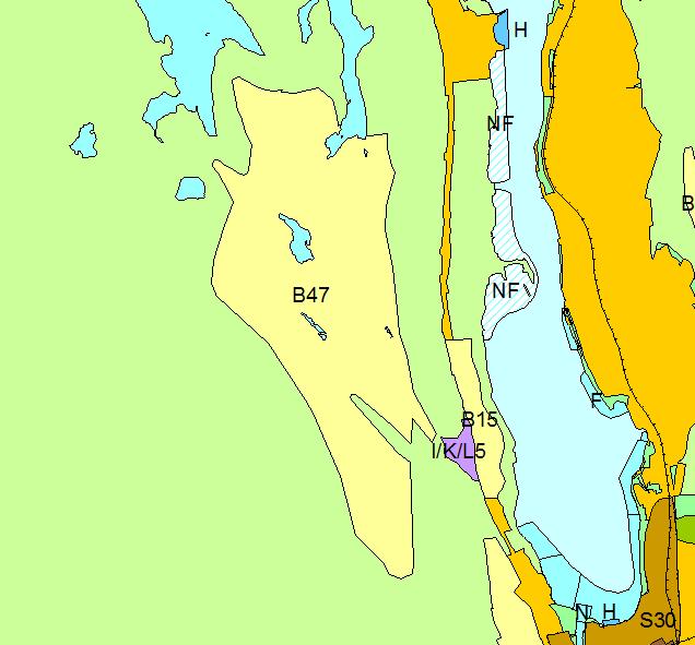 B47 Vårheia Arna Gnr 302 bnr 1 mfl. 1:15000 Kort beskrivelse B47 er på 975 daa, og er ubebygget. Det går en høyspentlinje gjennom området.