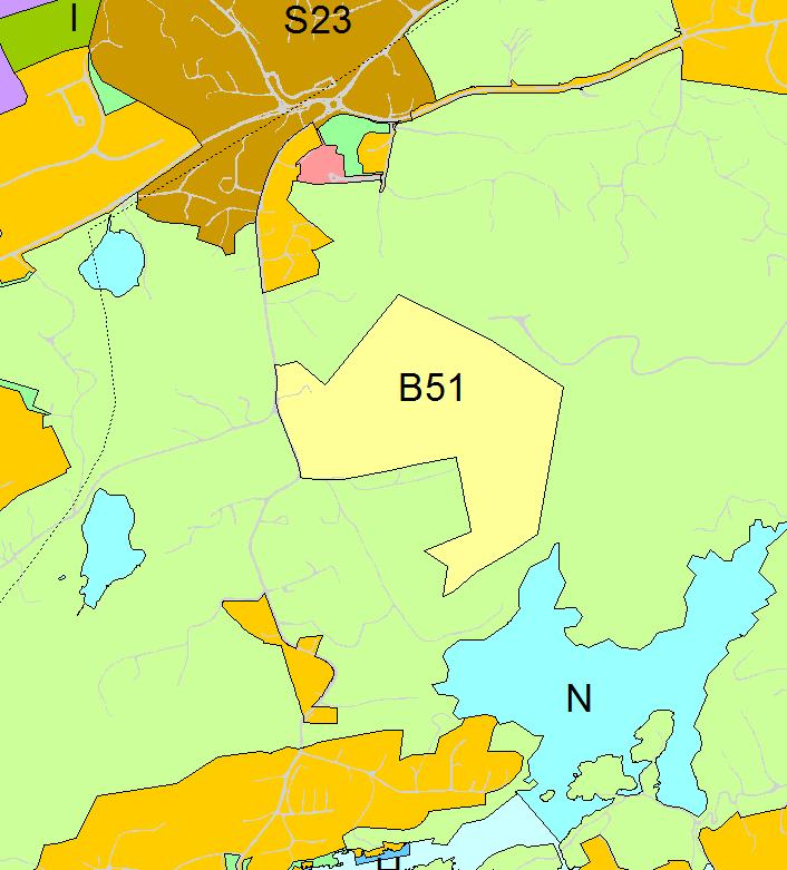 B51 Ådland Ytrebygda Gnr 112, bnr 1 1:8000 Kort beskrivelse B51 er på 215 daa, og inneholder en enebolig.