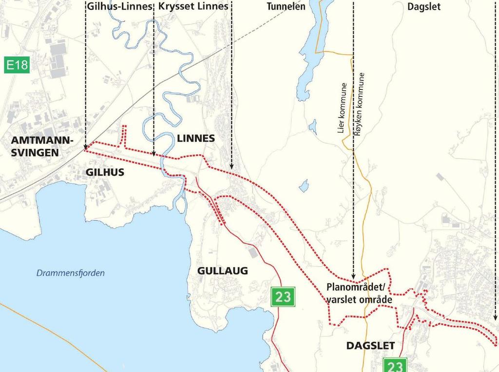 2. Beskrivelse av analyseobjekt, formål og vurderingskriterier 2.1 Analyseobjekt Prosjektet ny Rv23 Linnes-Dagslet: Kartet nedenfor viser planområdet for prosjektet ny Rv23 Linnes-Dagslet.