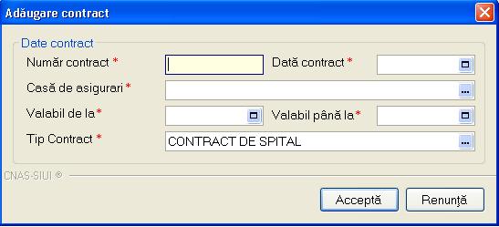 5.2.19.15.3.19.1 Adaugarea unui contract Pentru a adauga un nou contract cu casa de asigurari Utilizatorul apasa butonul Adauga.