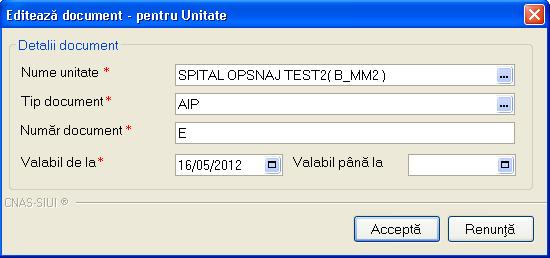 5.2.20.35.3.20.3 Stergere document Pentru a sterge un document din lista de documente, Utilizatorul selecteaza inregistrarea care urmeaza a fi stearsa, apoi acceseaza butonul Sterge.