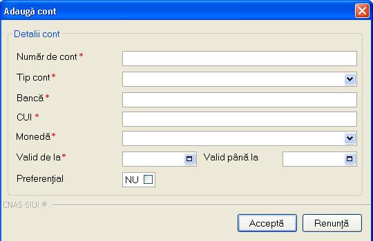 Sistemul afiseaza ferestra cu titlul Conturi bancare: Figura 5-114 Lista conturilor bancare 5.2.22.15.3.22.1 Adaugare cont bancar Utilizatorul acceseaza butonul Adauga.