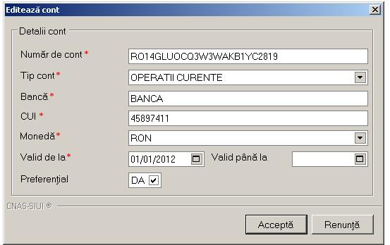 5.2.22.25.3.22.2 Modificare cont bancar Aceasta operatie are loc atunci datele introduse anterior sunt incorecte sau incomplete Utilizatorul acceseaza butonul Modifica.