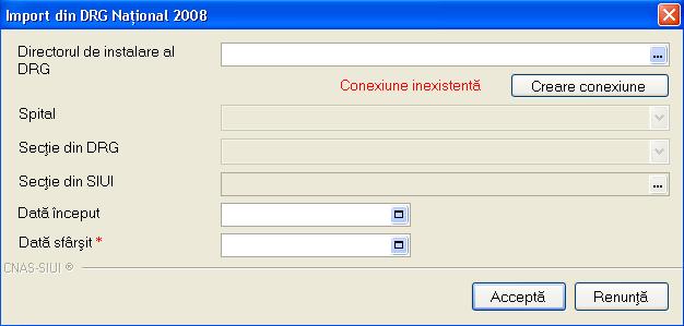 dupa care va deschide fereastra Import din DRG National 2008 5.2.265.