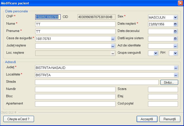 5.1.1.8 Modificarea datelor unui pacient fara conexiune securizata (offline) Pentru a modifica datele unui pacient din baza de date Utilizatorul selecteaza randul/inregistrarea care contine pacientul