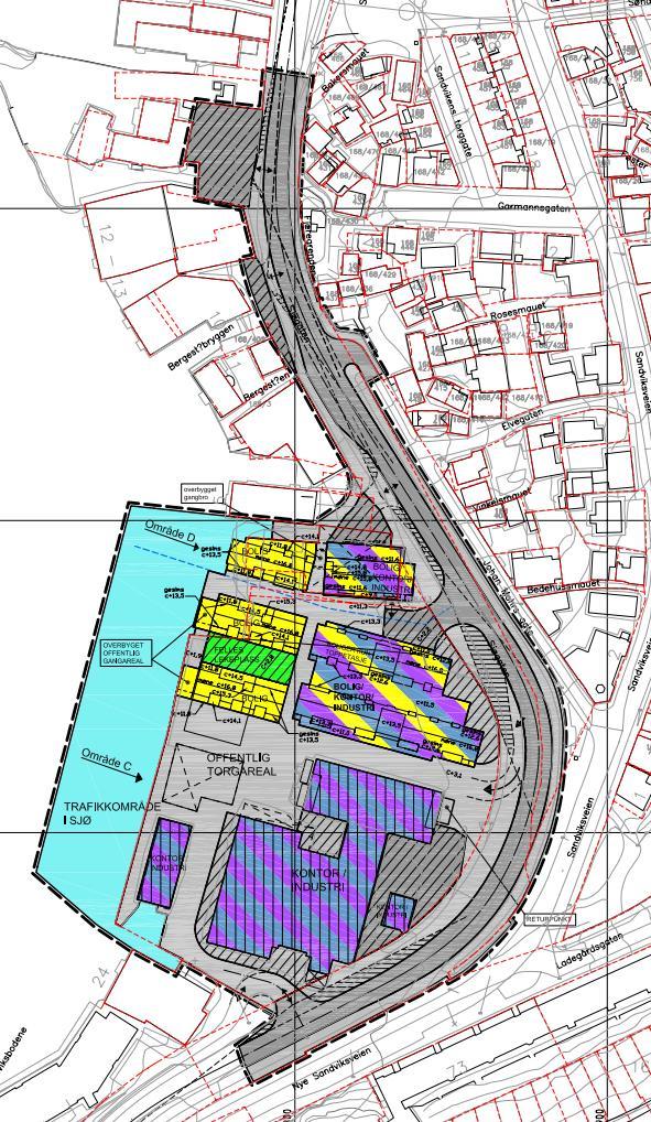 16580000 Slaktehustomten Prosjektet overlapper areal regulert til kjøreveg, gang- og sykkelveg.