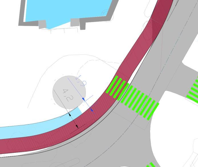 Figur 52; Ny plassering av bryggeskuret på Bryggen. Dersom en velger alternativ 2 over Bryggen, eller en kombinasjon av alternativ 1 og 2 (jf.