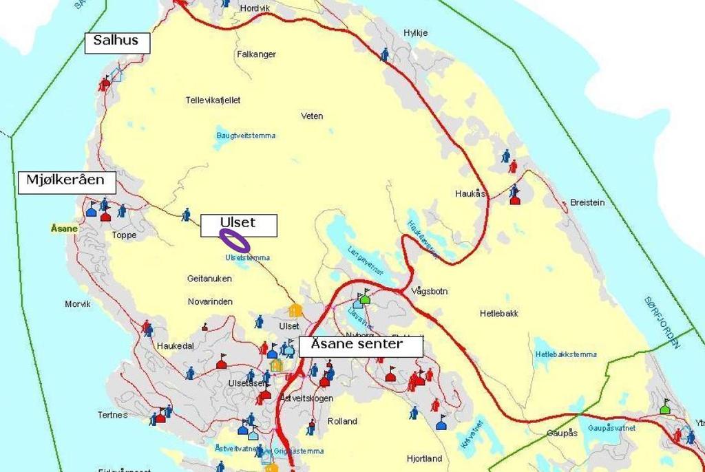 OMRÅDEBESKRIVELSE GENERELT Planområdet ligger i Åsane bydel i Bergen kommune, ved Ulset.