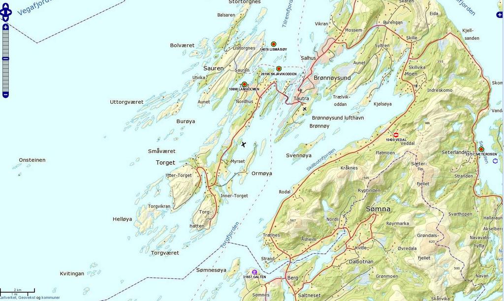 Vedlegg 1: Kart over lokaliteten Alle kart er med kartdatum WGS84. Hovedstrømretning for spredningsstrøm er mot sør og markeres med blå pil i figur 3.