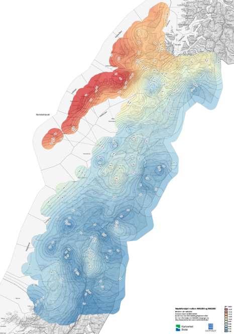 NN2000 dh Mange variable bak forskjell mellom NN1954 og NN2000: Bedre data (nivellement, terrengmodeller og gravimetri) Endringer i vannstand