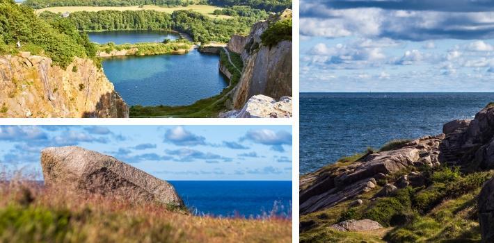 Ca. 17 km. fra hotellet ligger Danmarks eneste fjellby, Gudhjem, hvor dere bl.a. kan nyte utsikten fra Bokul og hvorfra man hele året kan ta båten til Christiansø. Hammerknuden (1.